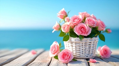 美丽治愈海边玫瑰