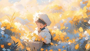 摘花男孩