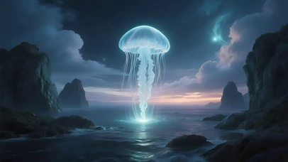 神秘岛屿湖面奇幻水母