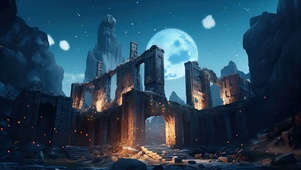 唯美古建筑夜景