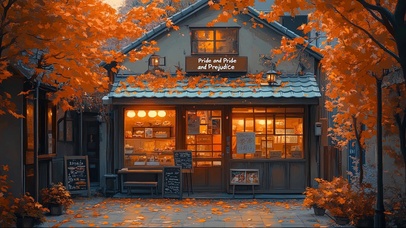 秋日街角静谧温馨商店