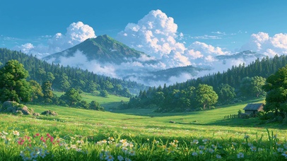 高山草原风景4K