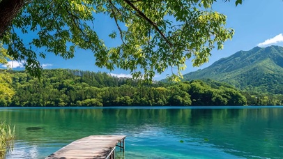 护眼山川绿景带鱼屏