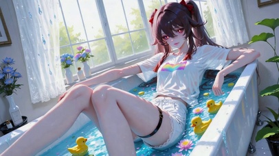 窗边浴缸甜酷胡桃
