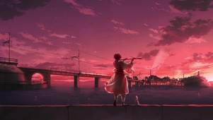 红霞独笛