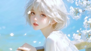少女和花