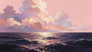 唯美海面晚霞