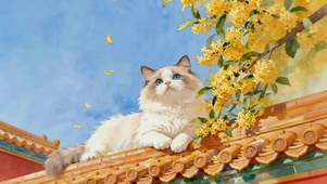 墙头桂花猫咪
