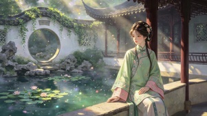 古风庭院美女壁纸
