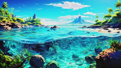 唯美清澈护眼蓝色海底世界