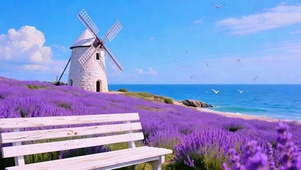 治愈薰衣草大风车4K