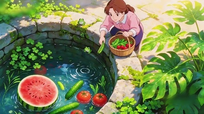夏日水井里的西瓜