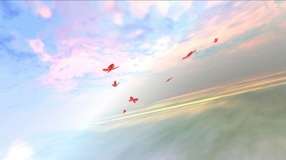 青空下的蝴蝶飞舞