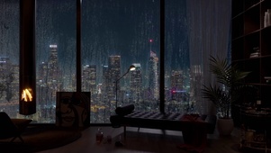 雨夜舒适卧室