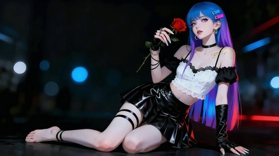 玫瑰炫酷美女