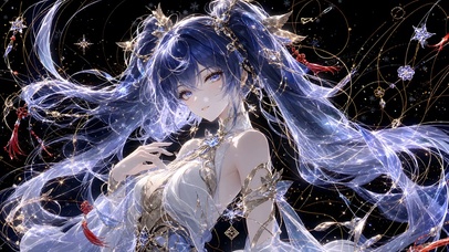 蓝发星空少女-星辰礼服