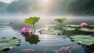 清新阳光湖面荷花