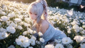 治愈鲜花蝴蝶女孩