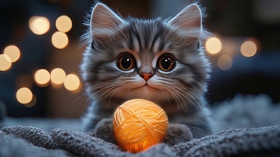 玩毛线球的呆萌小猫