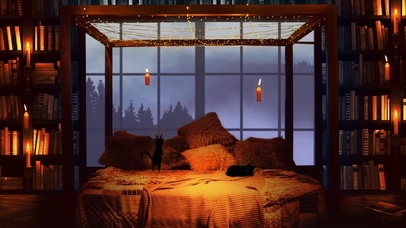魔法图书馆中的卧室