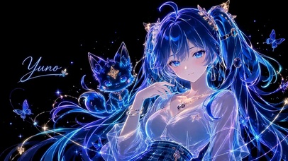 发光蓝发美少女与灵狐尤诺
