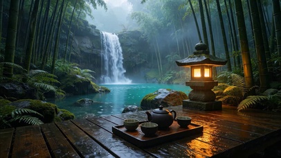 雨天竹林瀑布