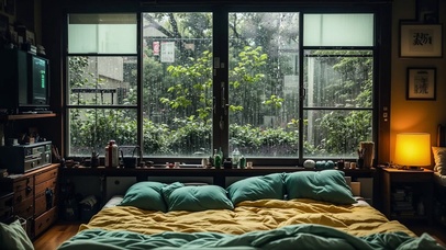 【雨景】卧室外的雨