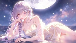 月下星空梦幻少女