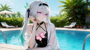 夏日泳池女孩