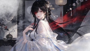 水墨白少少女