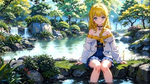溪边少女