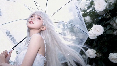 白发花园少女
