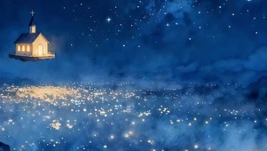 夜景星空树木带鱼屏