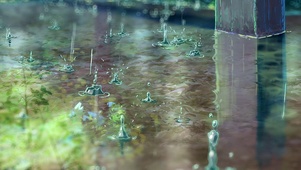 动漫里宁静的下雨天