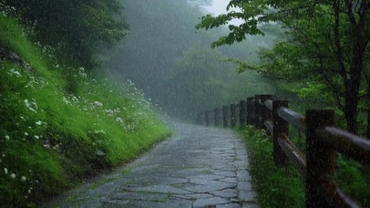 山间细雨高清