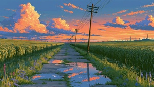 田野的夕阳