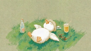 草地上躺平的小白鸭
