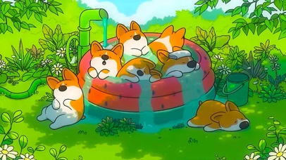 水中纳凉的柯基