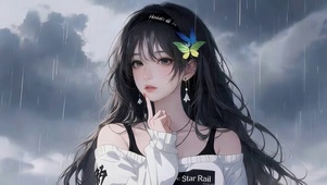 治愈雨天女孩