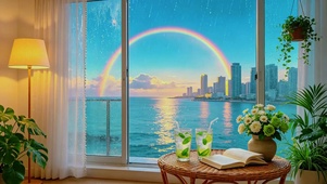 超治愈彩虹窗景