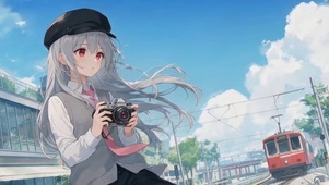 夏日晴空相机少女