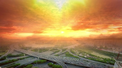 夕阳下的立交桥