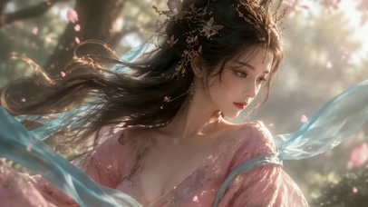 古风樱花下的仙气女神