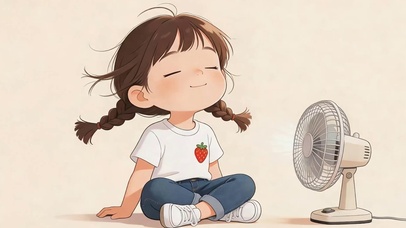 吹风扇女孩