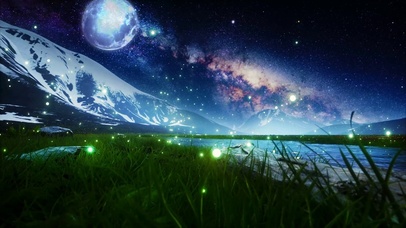 唯美星空草地萤火虫