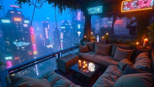 雨夜科幻赛博房间