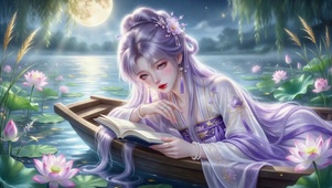 月下荷塘古风美人