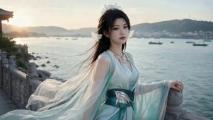古风湖畔唯美少女