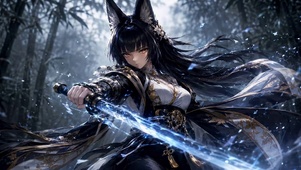 竹林古风狐耳美少女