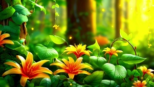 清新护眼森林中的鲜花